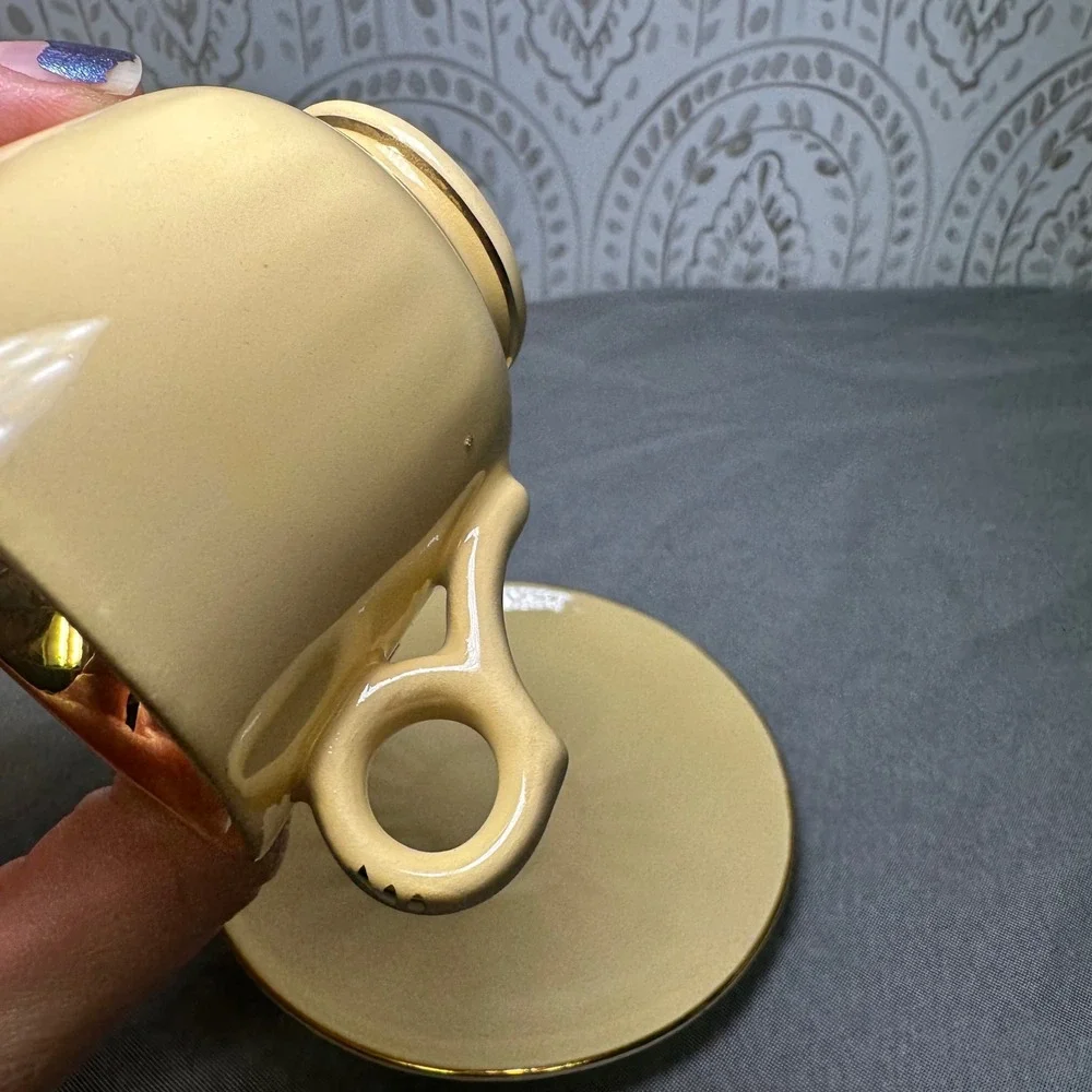 Figgjo Flint Norway Porcelain Cup and Saucer Set‎ Gilded Interior Cream